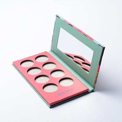 중국 Wholesale custom 8 color mirror makeup emboss technology empty paper eye shadow palette box 판매용