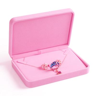 Chine High Quality Custom Luxury Velvet Jewellery Necklace Ring Gift Boxes Packaging Softly Fashion Pink Jewelry Velvet Storage Box à vendre