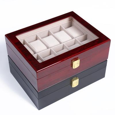 China Factory custom luxury piano lacquered wood MDF material custom wine glass bottle box perfume gift watch packaging en venta