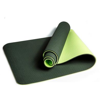 China Durable Double Color Non-Slip Tape Eco-Friendly Yoga Mat With Carry Strap for sale