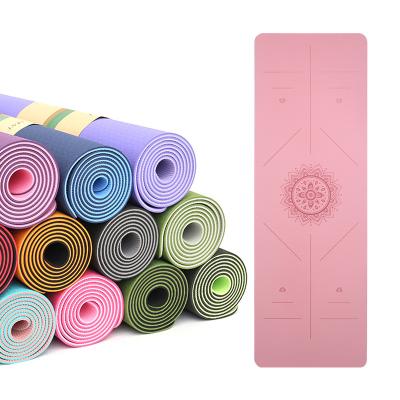 China Eco-Friendly Eco-Friendly Double Color High Density 8mm Tape Yoga Mat With Position Lines for sale