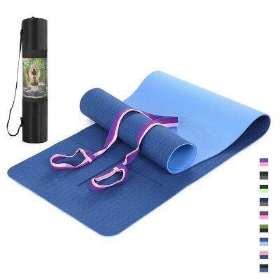 China Eco-friendly custom printed double side anti slip strip yoga mat with position line for sale