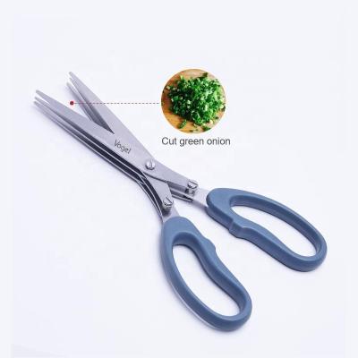 China Universal Cutter Stainless Steel Kitchen Smart Cutting Scissors Easy Using Scissors For Kitchen Salad Scissors for sale