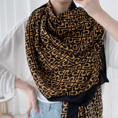 China Newest Spring Scarf Long Style Cotton Printed Canvas Shawl Pleated Scarf For Female Women for sale