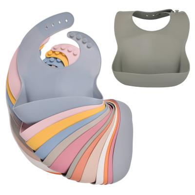 China Fashionable Washable Silicon Bib Waterproof Bibs Solid Infant Silicone Bandana Feeding Bibs Newborn Bibs for sale