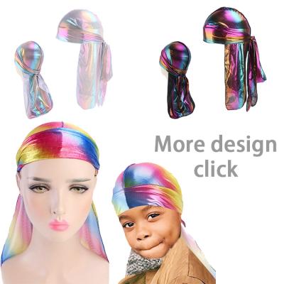 China DecorateÂ   Military Camouflage Durag Custom Made Premium Silky Durags With Colorful Metallic Long Tail Durag Wide Tails for sale