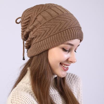 China Autumn Winter Fashion Women Stretchy COMMON Knitted Skullies Beanie Hat Female Private Label Slouchy Beanie Cap Woman Winter Hat for sale