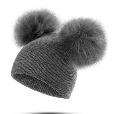 China Wholesale COMMON Soft Cloth Baby Beanie Hat Cute Baby Warm Hats Kids Knitted Pom Pom Beanie Hat for sale