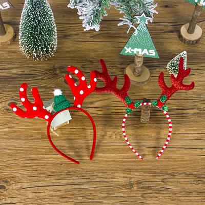 China Comfortable Soft Wholesale Party Decorate Christmas Glitter Antler Hairband Headwrap Women's Headband Headwear for sale