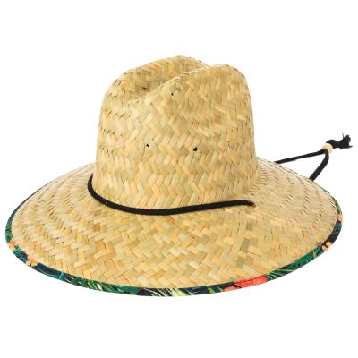 China Image Luxury Brand Under Printed Straw Lifeguard Hat Beach Sun Rush Grass Protection Fishing Straw Hat For Women Men for sale