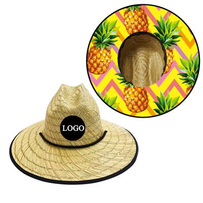 China Wholesale Checked Mat Grass Pineapple Printed Kids Hats Girls Summer Bulk Large Straw Hats For Toddler for sale