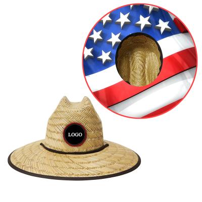 China Wholesale Breathable American Flag Hats With Logo Straw Hat Surf Lifeguard Hat Custom Made For Unisex for sale