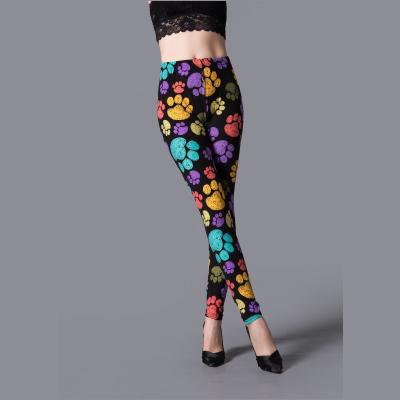 China Antibacterial Thin Leggings Women's Fashionable Stretch Cartoon Printing Large Size Sports Slim Pants Yoga High Waist Soft Leggings For Ladies Girls for sale