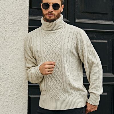 China Anti-wrinkle men's turtle neck cable knit casual sweater plus size acrylic sweater anti-pilling for winter for sale