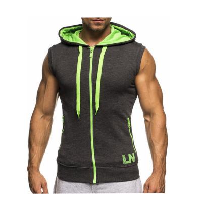 China Summer New Style Breathable Hooded Vest Vest Sleeveless European Plus Size Training Suit Pocket Sports Men's Vests for sale