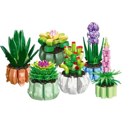 China DIY Brick Building Potted Plants Hyacinth Succulents Cactus Lotus Bonsai Gardening Bricks Kids Romantic Toy Building Blocks Model Kits for sale