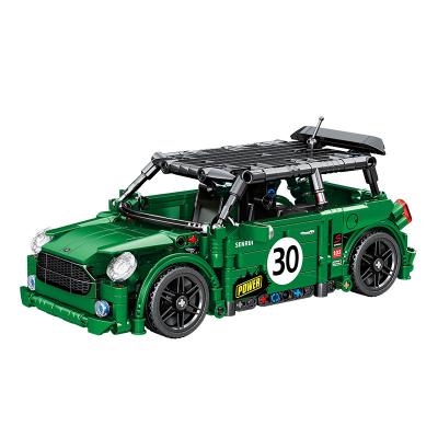 China DIY Building Brick Ideas Pull Out MINI Cooper Speed ​​Champion Race Car Sports City Building Blocks Bricks Sets Model Kids for sale