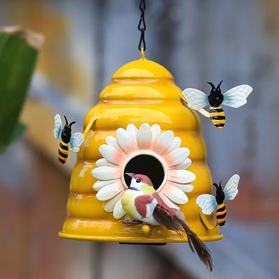 China 2022 Art Decor Easter Day Garden Decoration Bird's House Honeycomb Iron Ornament Bird's Nest Pendant for sale