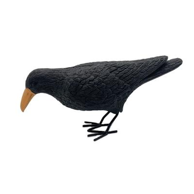 China Art Decor Crows Sculpture Black Crows Plastic Ornaments To Scare Bird Crow Plastic Bird Alert for sale