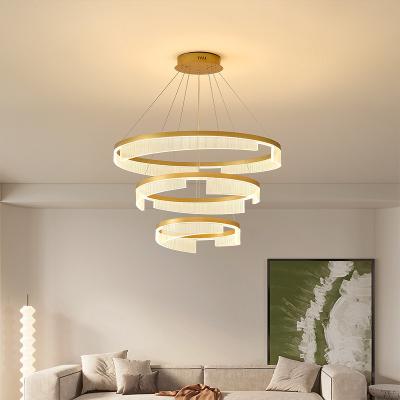 China Creative Led Modern Minimalist Chandelier Acrylic Round Ring Bedroom Dining Room Living Room YSL5230 for sale