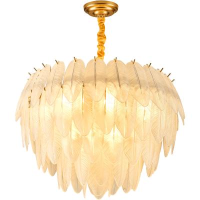 China Leaf Shape Lights Project Modern Hotel Bedroom Ice High Ceilings Decorative Modern Chandelier for sale