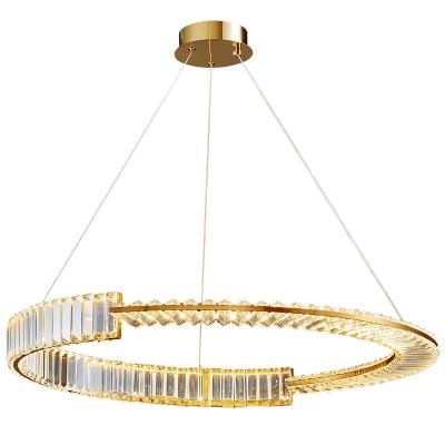 China Modern Luxury Crystal Chandeliers Gold Stainless Steel Led Pendant Lamp Modern Home Decor Hanging Lamp for sale