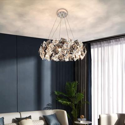 China Modern Gold Round Chandelier Hanging Pendant Lamp Lights Nordic Led Modern Luxury Crystal Chandelier Indoor Home for sale