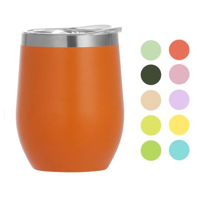 China Wholesale Viable Stainless Steel Egg Shaped Coffee Mug 12oz Travel Mug Color Glass With Lid Double Wall Wine Glass for sale