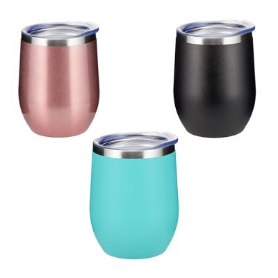 China Modern Design Viable Hot Coffee Factory Sales 12oz Wine Cup Stemless Thermo Lid Tumbler With Printed Logo for sale