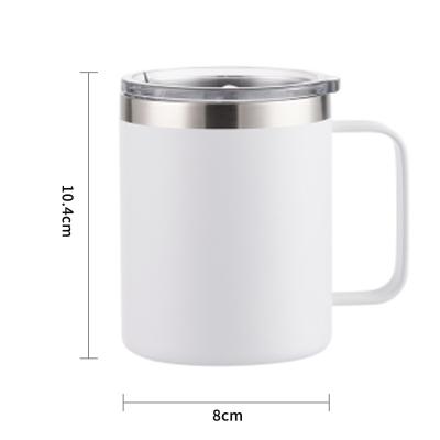 China Minimalist Stainless Steel Coffee Mug Cup With 12 Ounce Double Wall Vacuum Handle Insulated Tumbler With Lid for sale