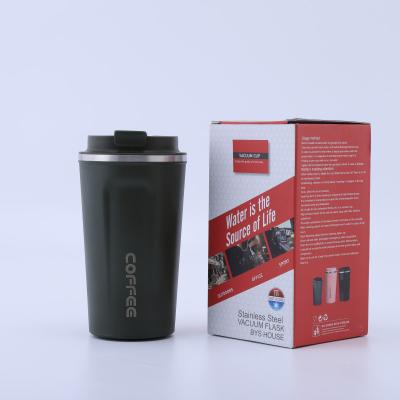 China Custom Logo Car Vacuum Travel Insulated Double Wall Tumbler To Go Reusable 304 Stainless Steel Coffee Cup Minimalist Mug With Lid for sale