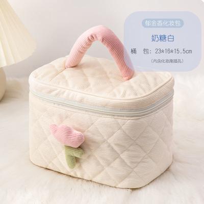 China Wholesale Cute Women Cosmetic Corduroy Bag Makeup Zipper Fashion Portable Square Storage Bag for sale