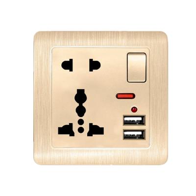 China With USB Ports Gold 13A UK Wall Socket With USB, Luxury Universal International Wall Socket, Wall Socket With Power Switch Eu for sale