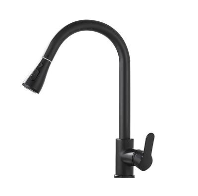 China Other Factory Direct Kitchen Sink Faucet Brushed Black Stainless Steel 360 Degree Rotation Pull Out Spring Spray Kitchen Faucet for sale