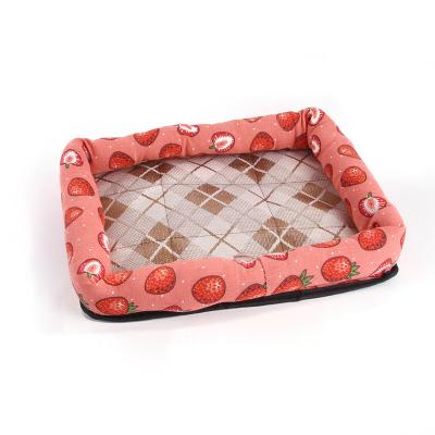 China New Viable Strawberry Ice Silk Kennel Dog Makers Summer Cooling Mat Kennel Dog Pad for sale