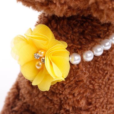 China Small and Medium Dog Cats Viable Jewelery Stretch Flower Collar Pearl Pet Collar for sale