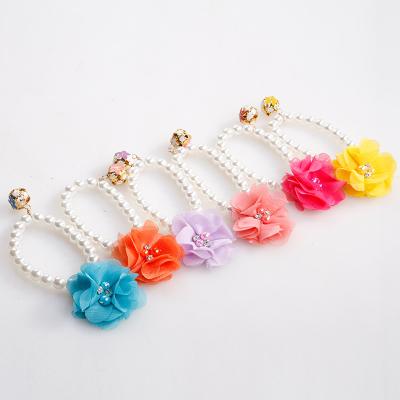 China Small and Medium Dogs Cats Viable Jewelry Collar Stretch Flower Collar Pearl Pet Collar for sale