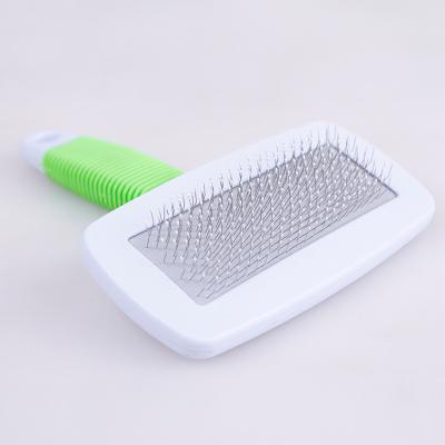 China Factory Wholesale Viable Pet Handle Dog Needle Comb Grooming Massage Comb Rubber Dog Hair Brush for sale