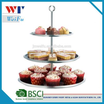 China Disposable Wedding 3 Tier Stainless Steel Platinum Stand / Cake Stand for sale