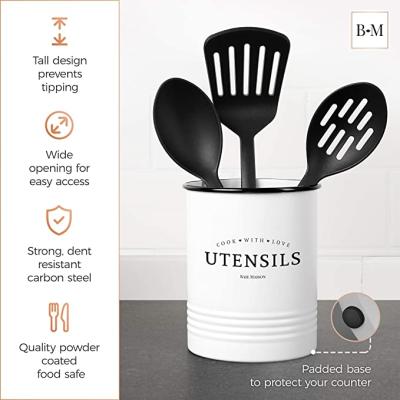 China High Quality Stocked Farmhouse Iron Kitchen Accessories Cutlery Metal Utensil Holder for sale