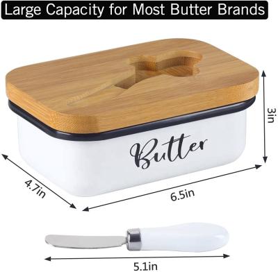 China Sustainable butter dish with bamboo lid for sale