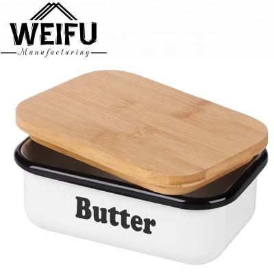 China Sustainable butter dish with bamboo lid for sale