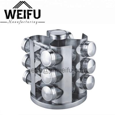 China Wholesale Viable 13 Pieces Stainless and Glass Rotating Spice Rack for sale