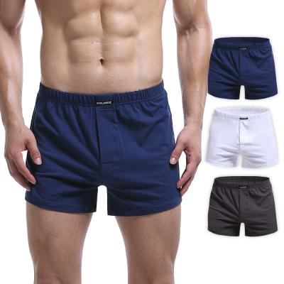 China Antibacterial Mens Boxer Shorts Soft Stretch Knit Breathable Cotton Boys Mens Underwear Boxers Long Panties Sleep Bottoms Plus Size for sale