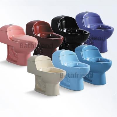 China Dual-Flush South America low price colorful egg shape indoor wc short toilet bowl siphonic one piece toilet for sale