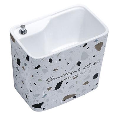 China Modern Rectangular with Pattern Decoration Outside Balcony Mop Pool Bathroom Hand Wash Sink Ceramic mop tub for sale