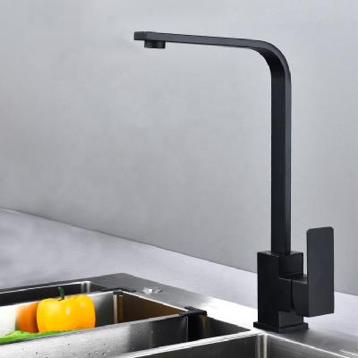 China Metered Faucets matte black rotated sink faucet 304 stainless steel hot cold mixer tap square kitchen faucet for sale