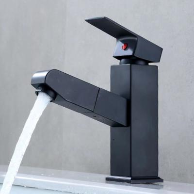 China Pull Out Spray Lavatory Vessel Bathroom Pull Out Faucet Matte Water Tap Faucet Sink Single Handle Stainless Steel Bathroom Sink Mixer Faucet for sale