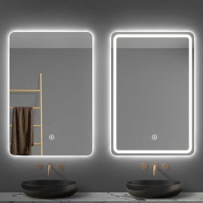 China Illuminated Wholesale cheap price bathroom decor modern backlit vanity mirror with led lights 60x80cm smart mirror rectangular wall mirrors for sale