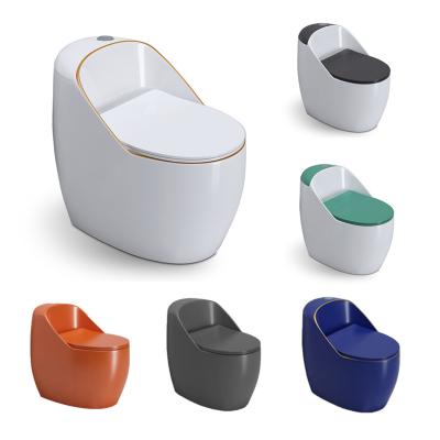 China Dual-Flush High quality ceramic sanitary ware colored water closet commode siphonic jet flush types wc egg shape toilet bowl for sale